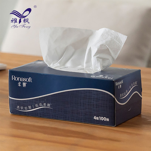 Bacteriostatic Virgin Wood Pulp Disposable Wholesale Box 4 Ply Custom Tissue Paper Custom Logo 