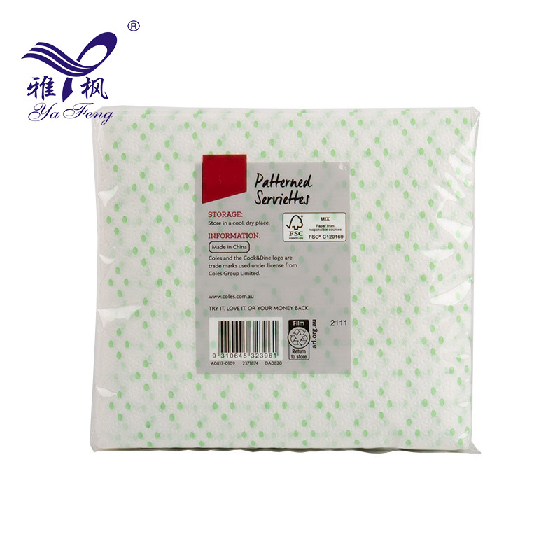 China Factory Serviette Tissue 1/4 Fold Colored Paper Napkin